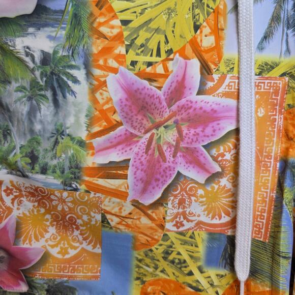 VTG Body Glove Board Shorts Womens Size Large Floral Tropical Orange Pockets - Picture 2 of 9